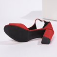 thumbnail image 5 of hoksml Women's T-Strap Block Heel Sandals, Open Toe Back Zipper Dress Shoes, Black Beige Red, 5 of 9