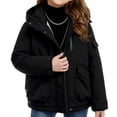 thumbnail image 2 of Agkizg Girls Mid Length Hooded Puffer Parka Thick Fleece Lined Winter Jacket with Pockets Solid Color Warm Outerwear, 2 of 6
