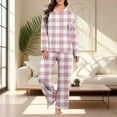 thumbnail image 6 of Womens Pajama Sets 2 Piece Lounge Sets for Women Fashion Graphic V Neck Long Sleeve Top and Elastic Waist Pants (XL, Pink), 6 of 7