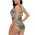 thumbnail image 4 of Easygdp Traditional Tribal Aztec1 Women's One Shoulder Ruffle Monokini Bathing Suits with Removable Chest Pad, Quick Drying - Small, 4 of 8