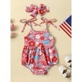 thumbnail image 2 of Arvbitana 0-24 Months Newborn Infant Baby Girl Outfit Tie-up Flower Print Sleeveless Romper with Hairband Summer Clothes, 2 of 7