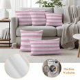 thumbnail image 6 of Pink Striped Outdoor Waterproof Pillow Covers, Farmhouse Vintage Stripes Decorative Square Throw Pillowcase Sofa Cushion Sham for Patio/Couch/Chair, 24"x24" 2 Pack, 6 of 8