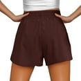thumbnail image 7 of CQONEPT Sport Shorts with Zip Pockets for Womens High Rise Baggy Casual Elastic Waist Jogger Shorts Athletic Running Short Pants Brown M, 7 of 7
