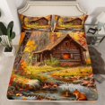 thumbnail image 2 of Manfei Rustic Cabin Twin Sheet Sets 3pcs for Teens Adults,Autumn Fall Cottage Twin Fitted Sheet Microfiber,Jungle Animal Squirrel Breathable Flat Sheet,Super Cozy Room Decor, 2 of 7