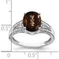 thumbnail image 3 of Sterling Silver Rhodium Diam. & Oval Smoky Quartz Ring (Size 7) Made In China qr3043sq-7, 3 of 5