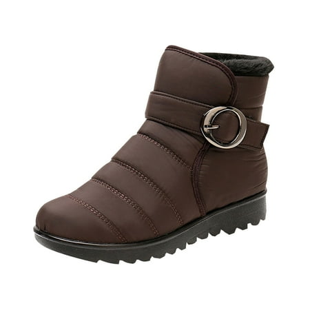 

jsaierl Women Shoes Winter Warm Old Beijing Cotton Fashion Slip-on Casual Solid Color Waterproof Snow Ankle Boots Plush Low Heels