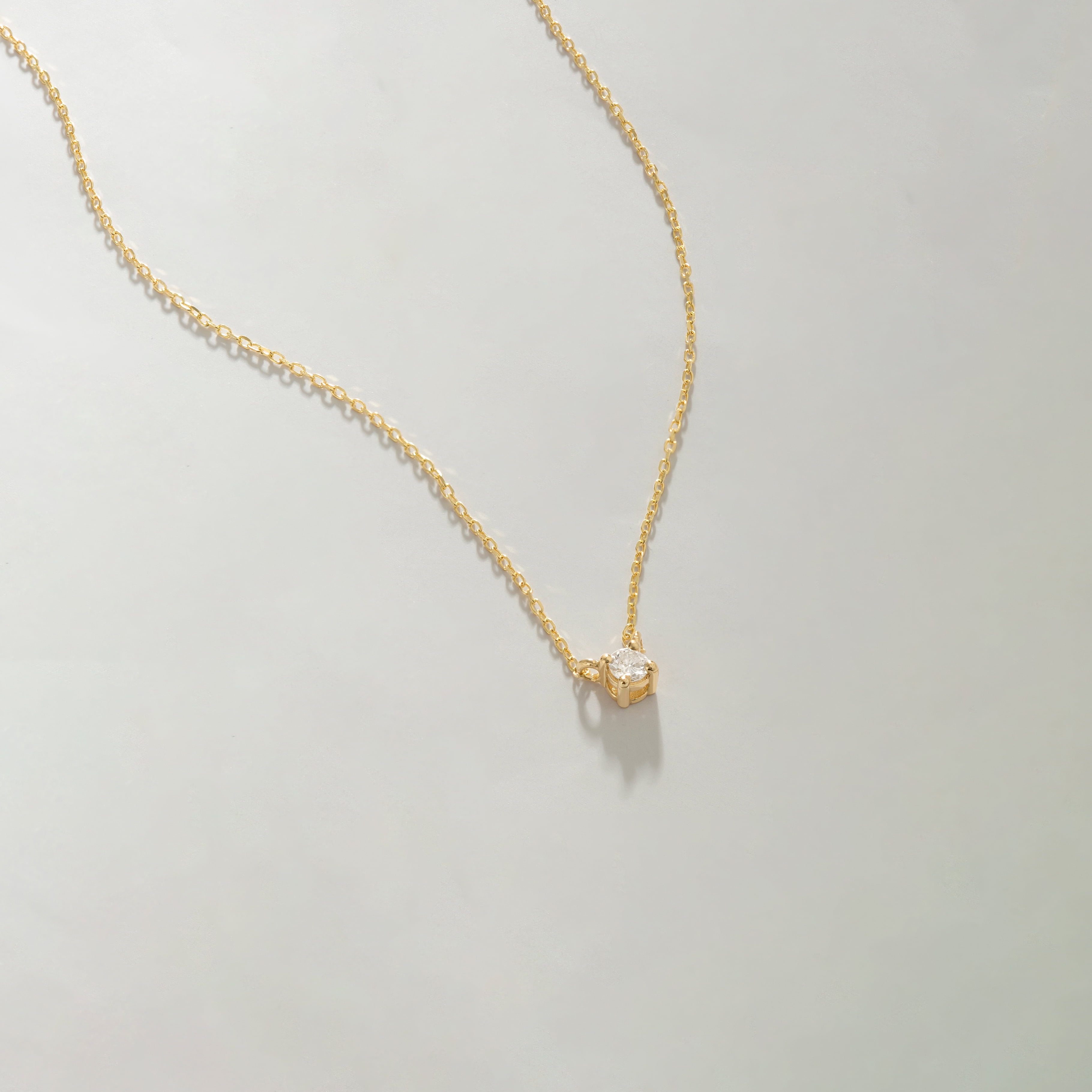Gelin Diamond Square Solitaire Necklaces in 14K Solid Gold for Women