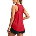 thumbnail image 3 of Women's Workout Tank Tops Racerback Athletic Top Sleeveless Yoga Running Tops Quick Dry Gym Outdoor UPF50+ Red M, 3 of 6