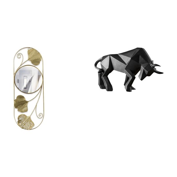 Espejo de pared,Espejo decorativo nórdico para colgar en la pared,Espejos de pared de metal decorativos para el hogar colgantes de pared,Estatua del toro,Estatua de