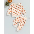 thumbnail image 2 of Wassery Toddler Boys Girls Fall Outfits 6M 12M 18M 24M 3T Infant 2Pcs Halloween Clothes Set Pumpkin Print Crew Neck Long Sleeve Sweatshirts and Long Pants, 2 of 9