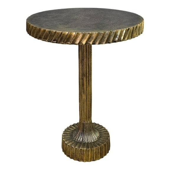 Carolina Luxe Pedestal Accent Table in Antique Gold