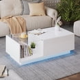 thumbnail image 4 of Noble House Lift Up Coffee Table,High-Gloss LED Lit Lifting Centre Table,White, 4 of 10