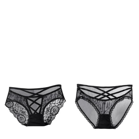 Wijhcboe 2 Pack Womens Fitness Underwear Sexy Underwear Black Lace Extra Large Panties for Women Panties High Waisted Plus Womens Running Underwear Size Ladies Brief For Barely There Bras for Women
