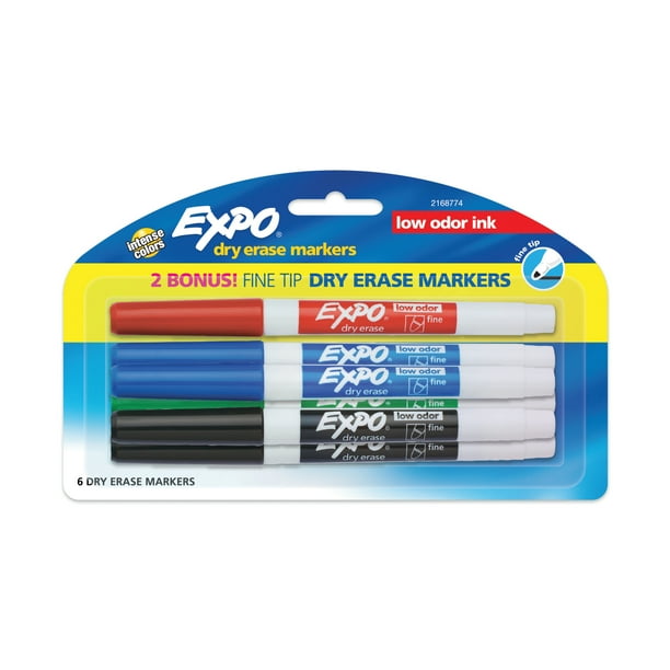 Expo Low Odor Dry Erase Markers, Fine Tip, Assorted Colors, Includes 2