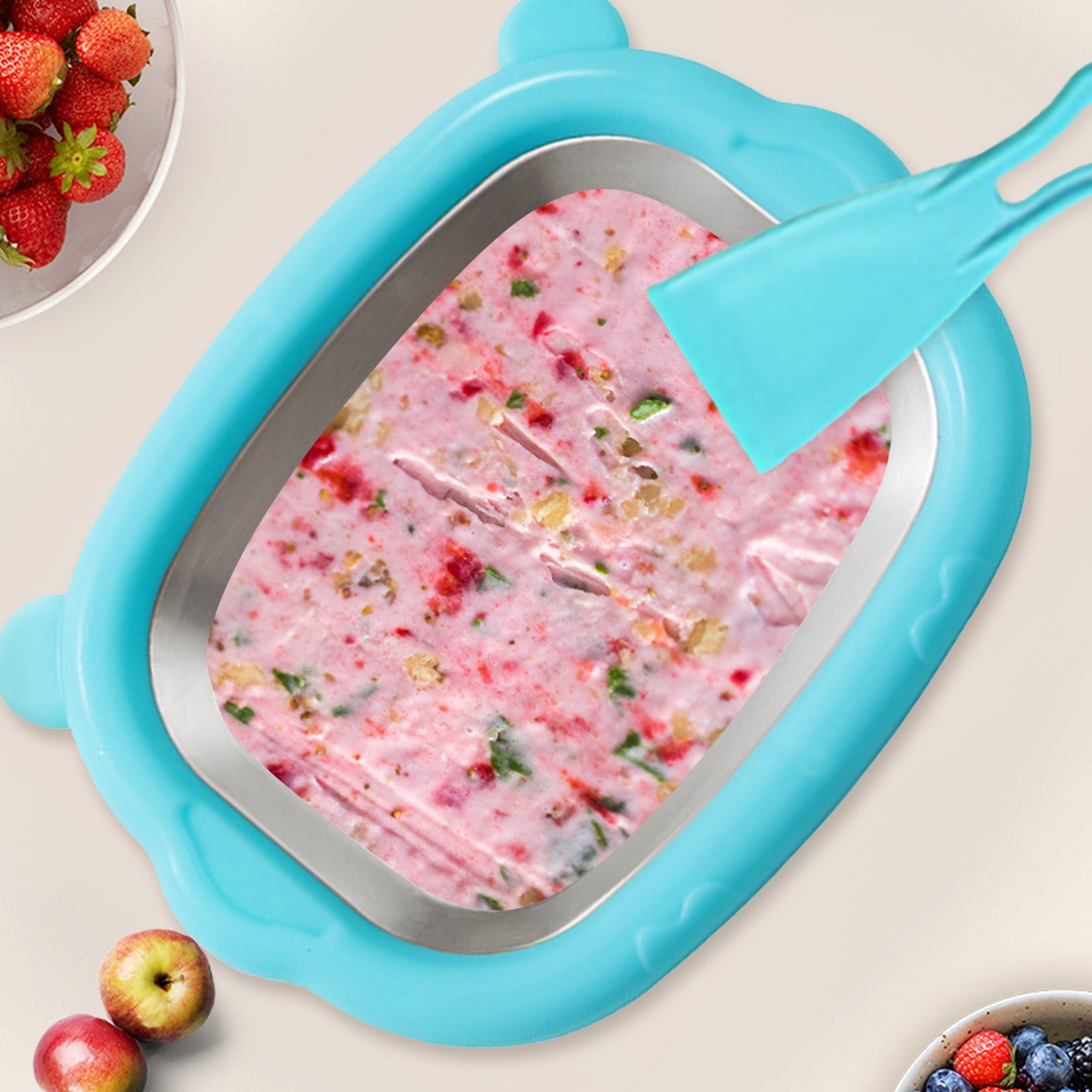 Rolled Ice Cream Maker Kit, Stainless Steel Instant Freeze Plate with 2 Scrapers, DIY Rolled Ice Cream Tray, Perfect for Family Fun, Easy Homemade Desserts, 1 Set, 8.46x6.3"