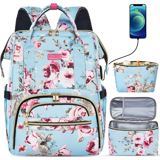 Mochila de almuerzo Kaome para portátil de 15.6 pulgadas para mujer con puerto USB
