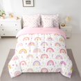 thumbnail image 3 of Manfei Cartoon Rainbow Twin Bedding, Floral Love Heart Bedding Comforter Set, White Pink, Pink Reversible, 7-Piece, 3 of 6