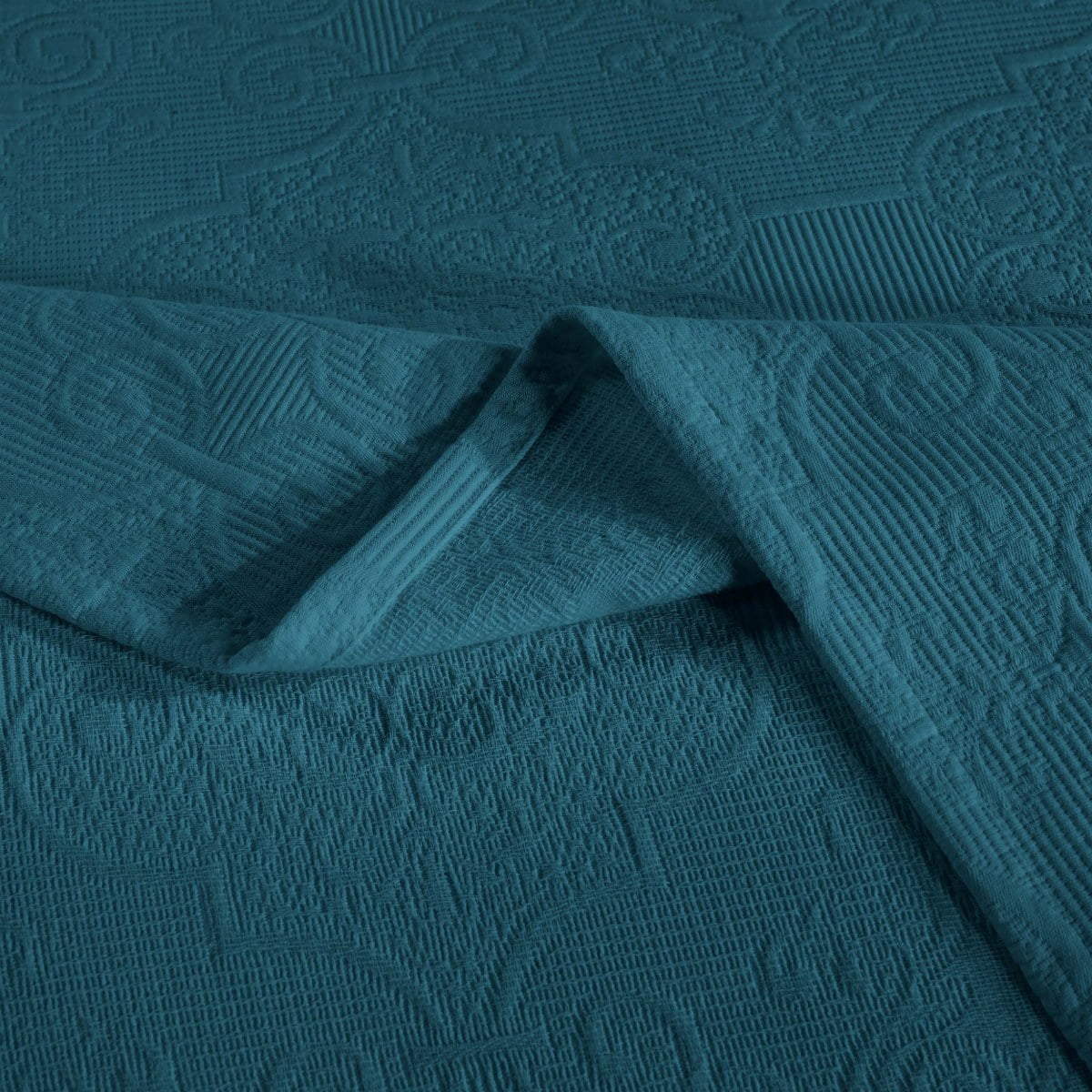 Superior 3-Piece Florin Cotton Matelasse Deep Sea Bedspread Set, Full