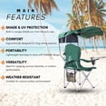 thumbnail image 5 of 2-Pack Portable Folding Camping Chairs with Canopy Shade, Beach Chair for Adults, Durable Weather Resistant 600D Oxford Cloth, Camping Chair with Canopy for Outdoors, 5 of 6