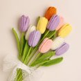 thumbnail image 4 of 2 piezas de tejido hecho a mano de un solo tulipán romántico regalo de San Valentín para esposa, flores de tulipán para la entrega del día de la madre, 4 of 6