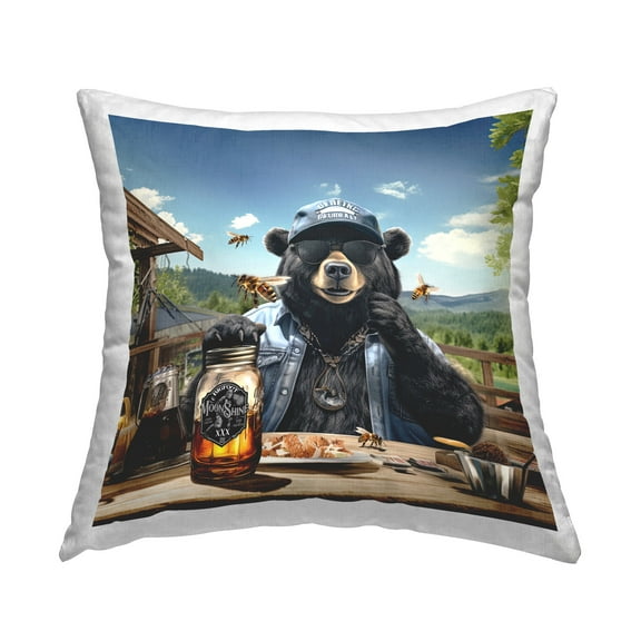 Stupell Industries Black Bear & Honey Decorative Printed Throw Pillow Design by Jim Baldwin