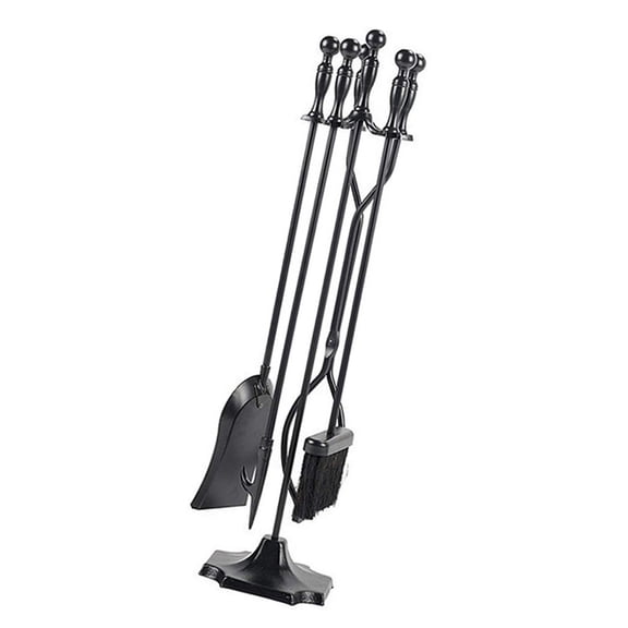 Juego de herramientas para chimenea, base estable, resistente, para exteriores, pinzas resistentes, cepillo, fácil montaje, accesorios para chimenea