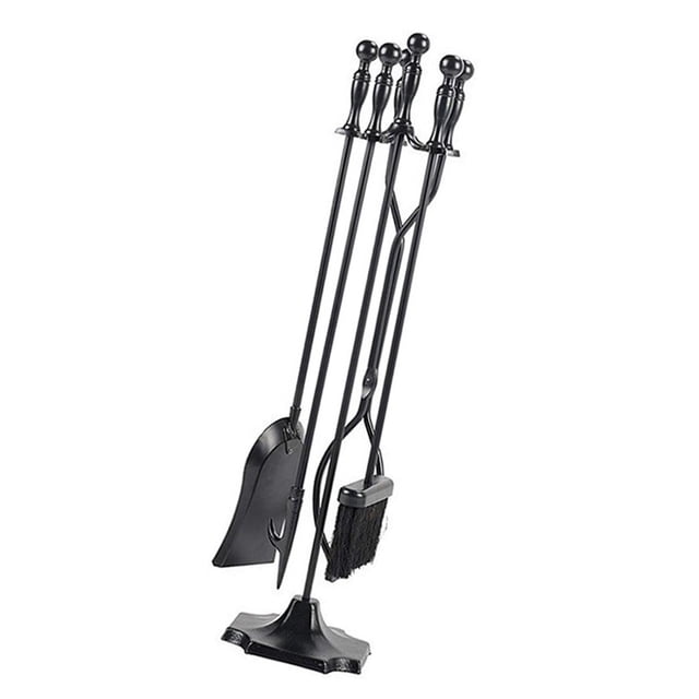 veasfak Ensemble d'Outils de Cheminée Pelle Portable Base Stable Pinces Extérieur Intérieur Support de Poker
