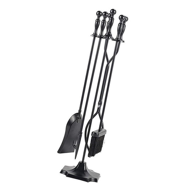 Juego de herramientas para chimenea, base estable, resistente, para exteriores, pinzas resistentes, cepillo, fácil montaje, accesorios para chimenea
