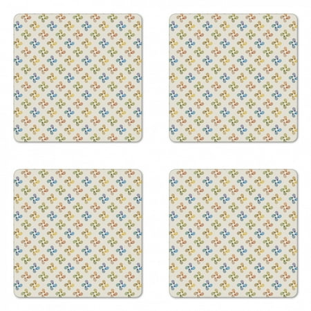 

Abstract Coaster Set of 4 Circulating Vortex Spin Spirals in Various Tones Round Shaped Geometric Graphic Square Hardboard Gloss Coasters Standard Size Multicolor by Ambesonne