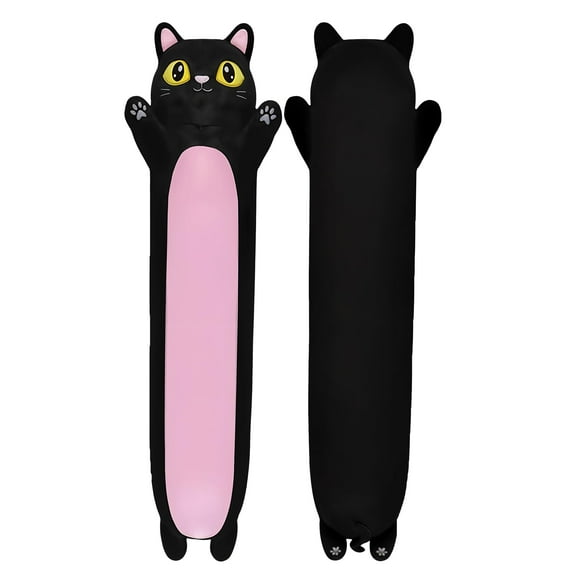 Almohada corporal de felpa Cuddle Paws Black Cat para niños, 120 cm