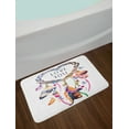 thumbnail image 2 of Feather Bath Mat, Hand Drawn Dream Catcher Illustration Ethnic Bohemian Style Image Vibrant Colored, Non-Slip Plush Mat Bathroom Kitchen Laundry Room Decor, 29.5 X 17.5 Inches, Multicolor, Ambesonne, 2 of 2
