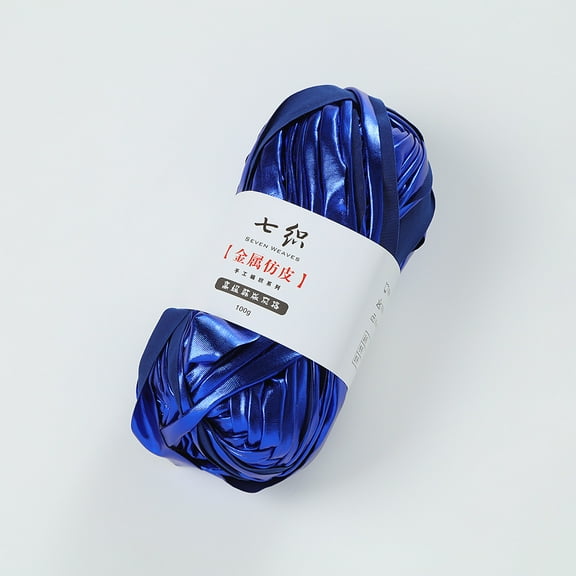Zhuge 54.6 Yards 100g Shiny Metallic T-Shirt Yarn, Fabric Cloth Yarn for Crocheting, Knitting, Handmade Bag & Rug Weaving DIY Projects, Dark Blue