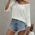 thumbnail image 2 of Lovskoo 2024 Sweaters for Women Long Sleeve Plus-Size Loose Solid Color V-Neck Pullover Sweater White, 2 of 5