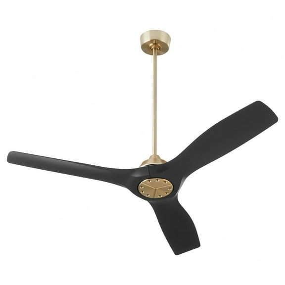 3-118-1540 Oxygen Lighting Avalon - 3 Blade Ceiling Fan-11 Inches Tall and 52 Inches Wide-Aged Brass Finish-Matte Black Blade Color