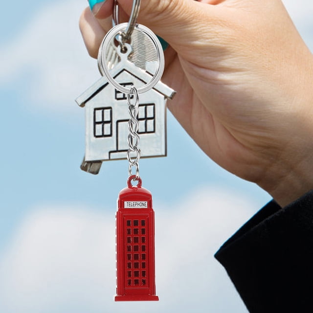 COMPUKAS 2Ud Llavero Cabina Roja Para Llaves O Accesorio Decorativo De Aleación