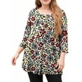 thumbnail image 2 of Dweltoz Plus Size Shirts for Women L-4XL Summer Crew Neck Tunic Tops 3/4 Sleeve T-Shirts Loose Fit Cotton Floral Print Tunics Blouses,Purple 4XL, 2 of 5