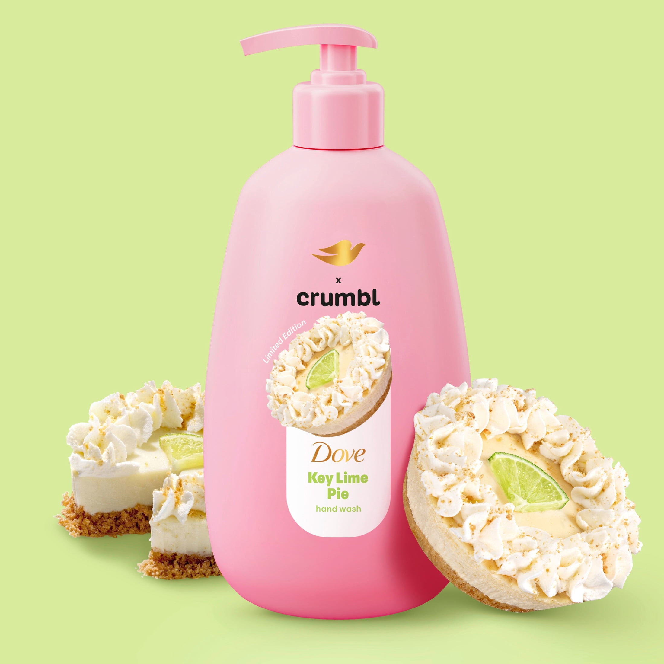 (4 pack) Dove & Crumbl Limited Edition Liquid Hand Soap Key Lime Pie Cleanses & Nourishes Hands, 12 fl oz