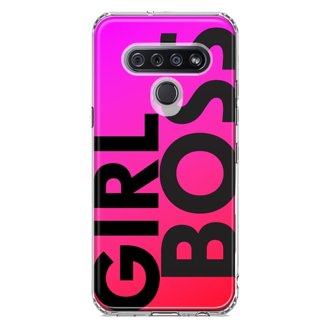 MUNDAZE LG K51 Shockproof Clear Hybrid Protective Phone Case Pink Clear Funny Text Quote Girl Boss Cover