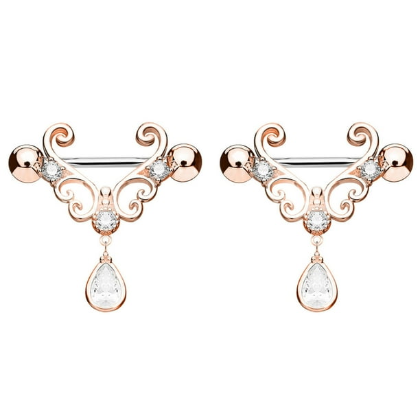 Guardurnaity Anillo de pezones falso de moda Joyas de pedante resistentes al desgaste cómodas y convenientes para vestirse de oro rosa Type3 NO3