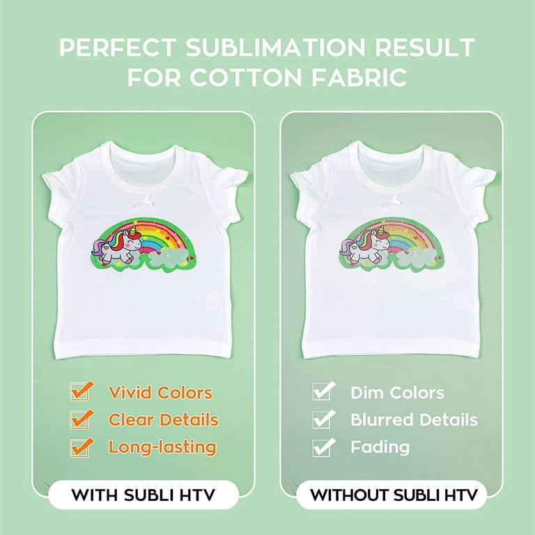 HTVRONT Clear HTV Vinyl for Sublimation - 12 X 8FT Matte Sublimation Vinyl  for Cotton Fabric - Wash Durable Clear Dye Sub HTV for Light-Colored T  Shirts