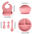 thumbnail image 2 of 6pcs Baby Feeding Set BPA Free Silicone Suction Bowl & Plate Spoon fork Silicone Adjustable Bib Non-Slip Baby Weaning Set Baby Tableware Set Baby Eating Supplies Suitable for, 2 of 7