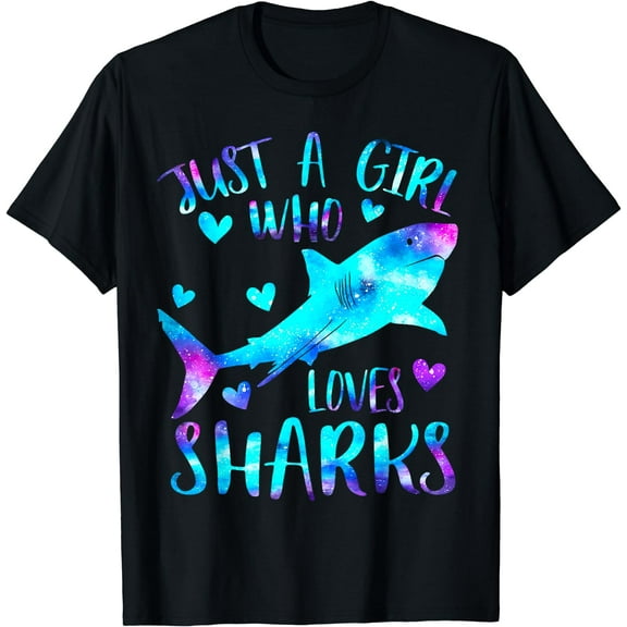 Just a Girl Who Loves Sharks Galaxy Shark Lover Theme Girls T-Shirt