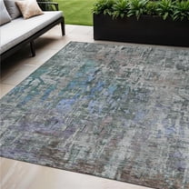 HomeRoots 607867 5 x 8 ft. Fern Green Abstract Washable Indoor & Outdoor Rectangle Area Rug