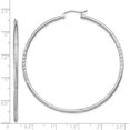 thumbnail image 4 of 14K White Gold Satin And Diamond-Cut 2mm Round Hoop Earrings (55 X 2) Made In Peru tc204, 4 of 6