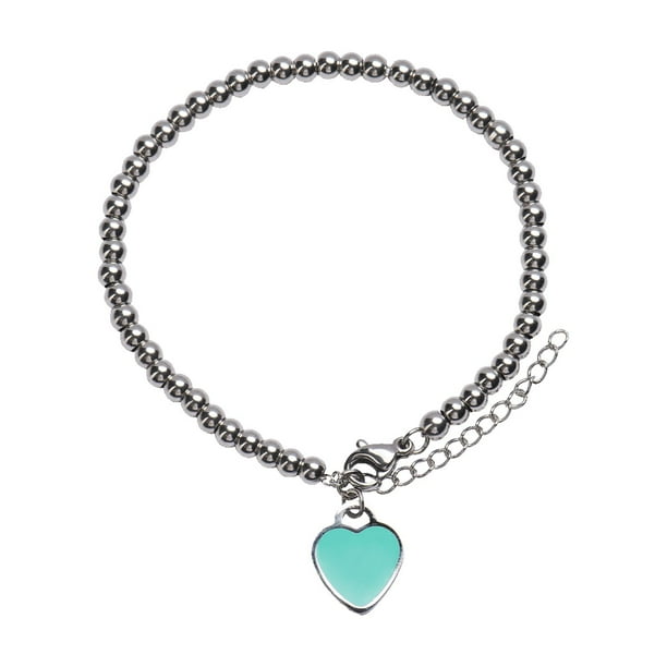 Pulsera para Mujer con Dije de Corazón LuckyLy, Brazalete de Acero Inoxidable, Modelo Ada plateado UNITALLA