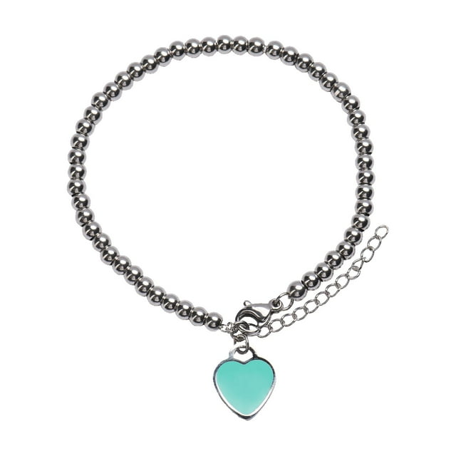 Pulsera para Mujer con Dije de Corazón LuckyLy, Brazalete de Acero Inoxidable, Modelo Ada plateado UNITALLA