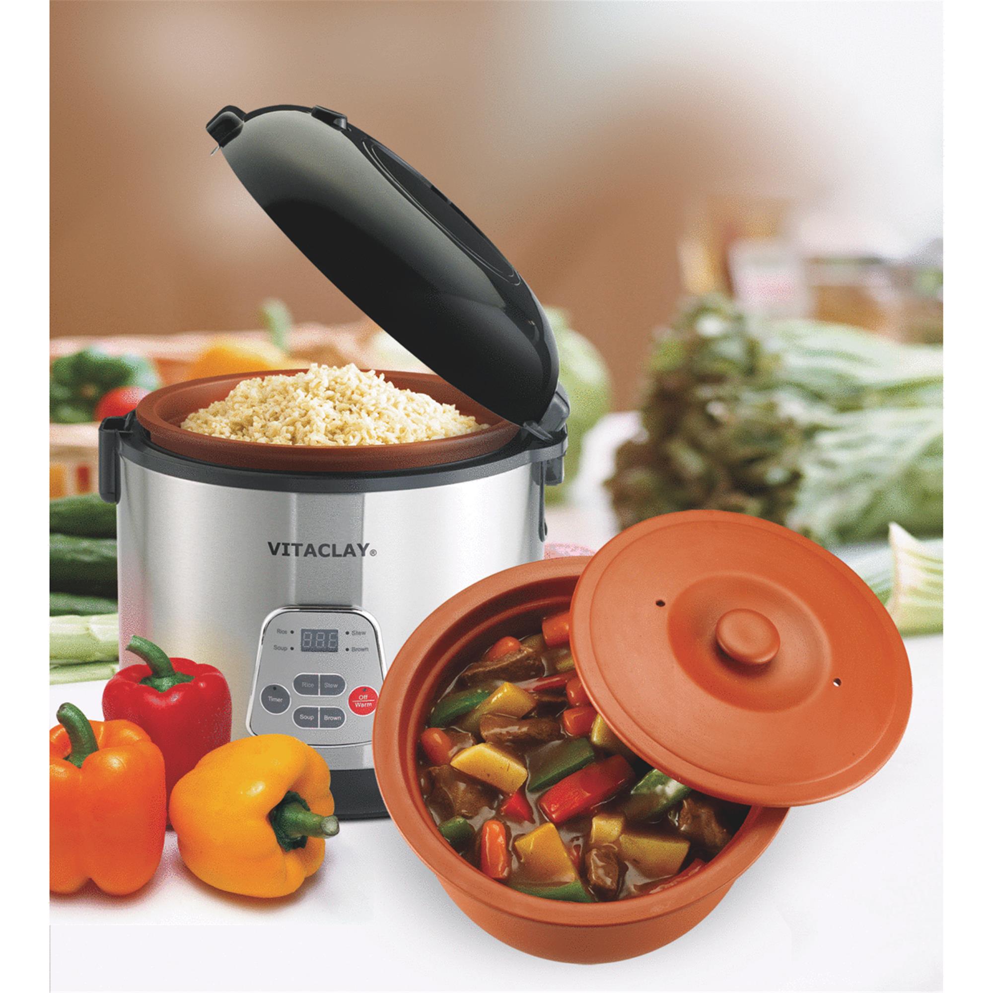 Vitaclay HighFired 2In1 Rice N' Slow Cooker, 8 Cup