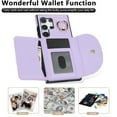 thumbnail image 7 of Allytechgroup Phone Case for Samsung Galaxy S21 Ultra, PU Leather Galaxy S21 Ultra Cover with Card Holder, Rotating Ring Stand PU Leather Shockproof Anti-Scratch Wallet Case for Women Men,Purple, 7 of 7