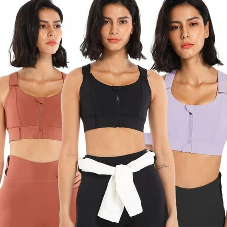 

3pcs Women s Plus Size Zipper Sports Underwear Women s High Strength Shockproof Running Yoga Beauty Back without Marks Gather Fitness Bra