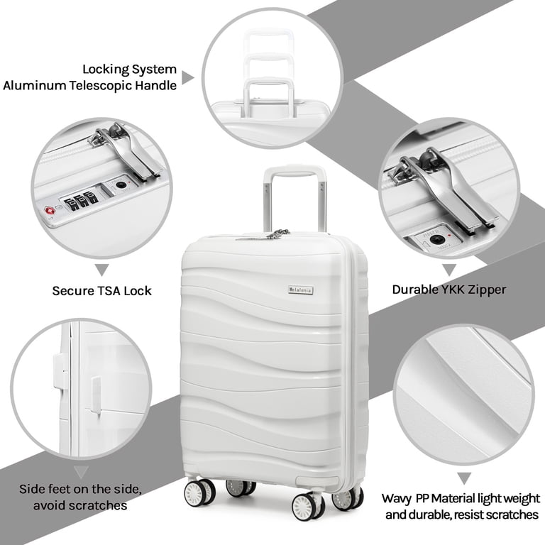 Melalenia Lightweight Durable 3-Piece Carry-On Luggage Set with